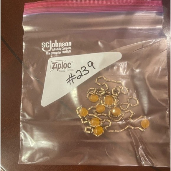 VTG J. Crew Long Bead Necklace Gold Tone Yellow Beads # 239 - Picture 8 of 8